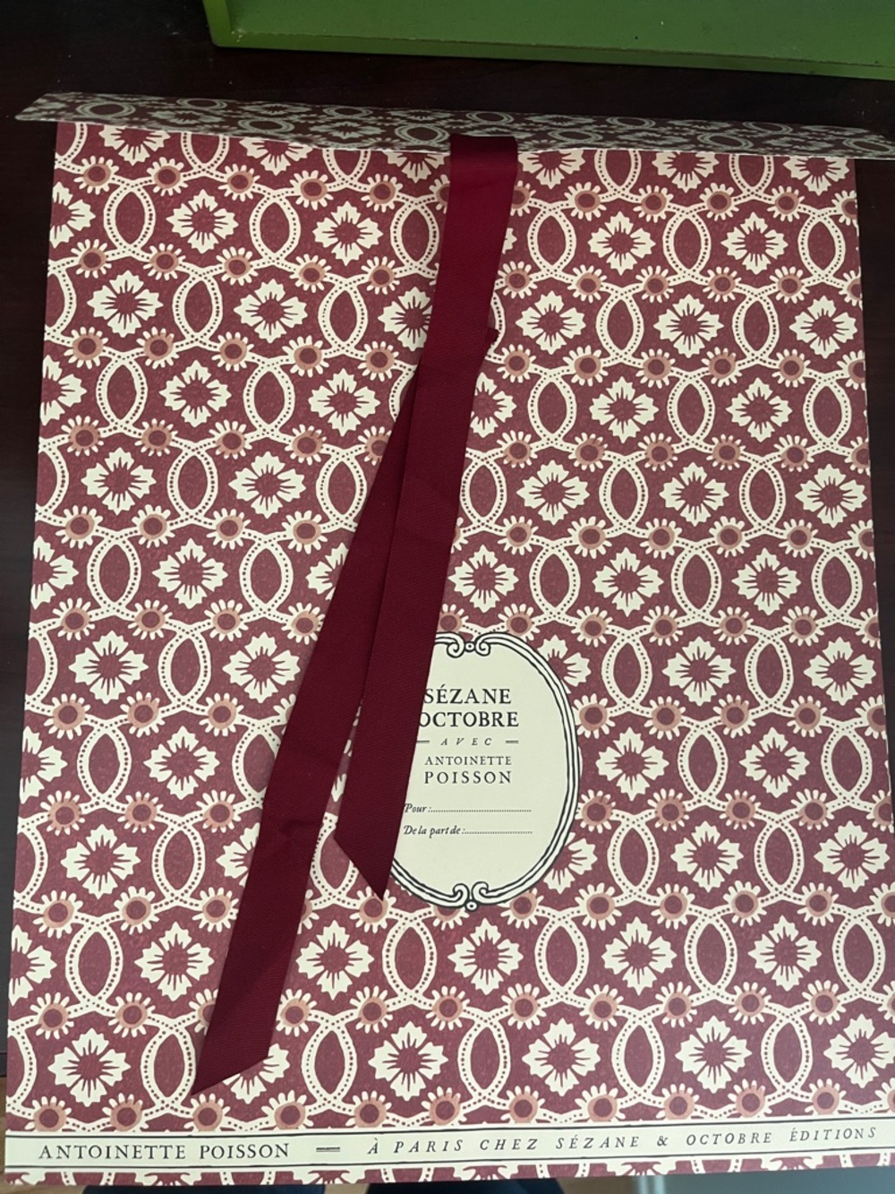 Sézane Octobre Patterned Gift Bags with Ribbon - Red & Cream.